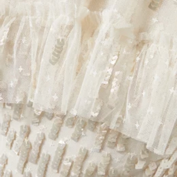 NEEDLE AND THREAD Women's 16 Beige Sequin Dash Cape Ankle Gown Tulle Dress New. - Picture 4 of 11